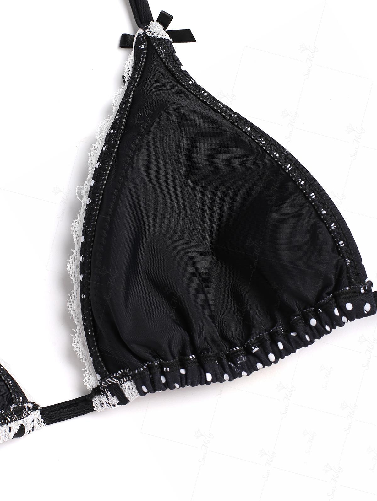 Biquíni Halter Poá com Renda Valentina Privée | Laço e Amarração Lateral Premium