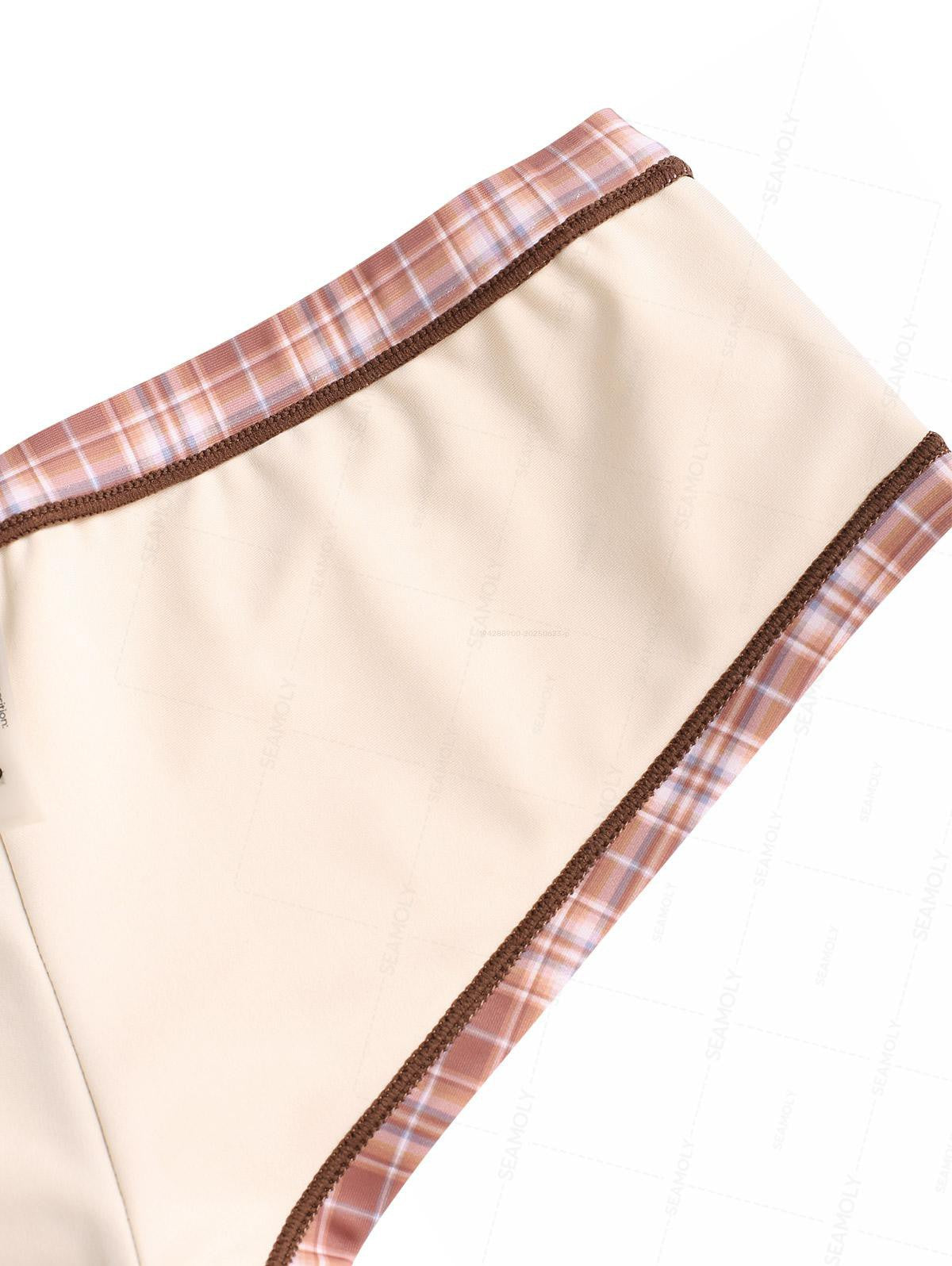 Calcinha de Biquíni Vichy Valentina Privée | Shorts Cintura Baixa com Laço Premium