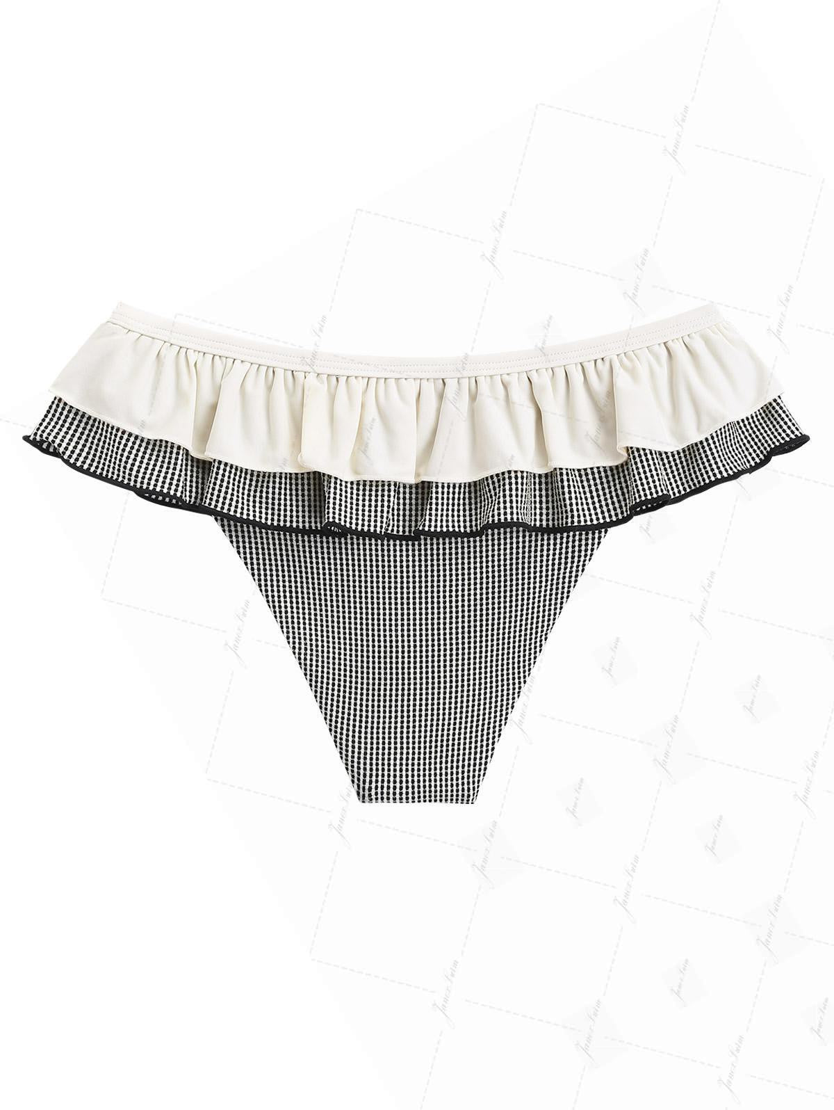 Calcinha de Biquíni Peplum Creme Dourado Valentina Privée | Moda Praia Feminina Premium