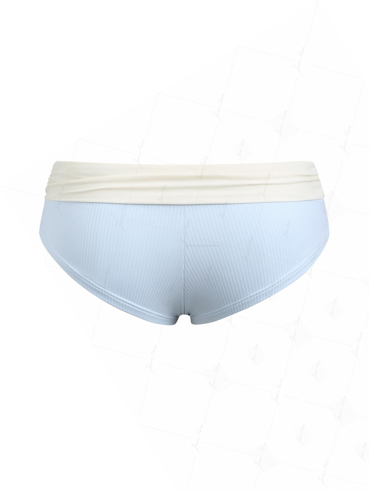 Calcinha de Biquíni Azul Claro Valentina Privée | Shorts Franzido com Laço Premium