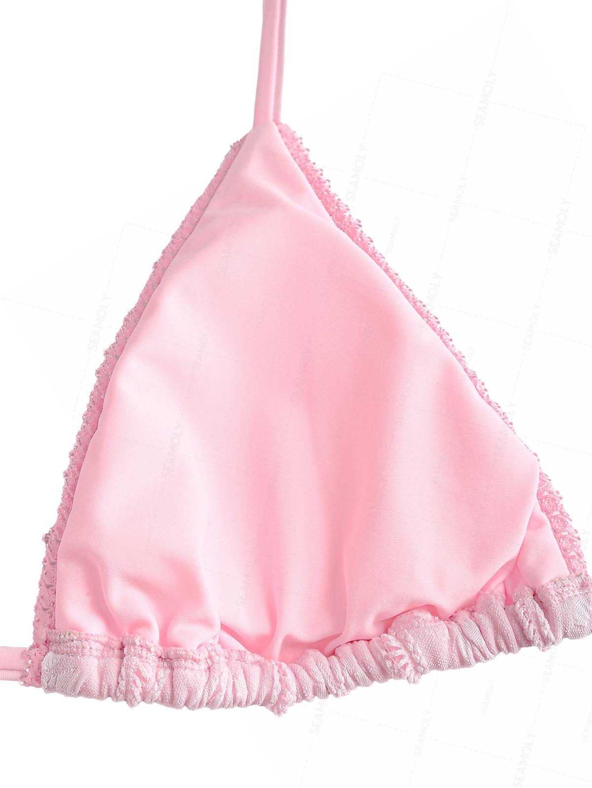 Biquíni Jacquard com Renda Valentina Privée | Top Triangular com Gravata Lateral