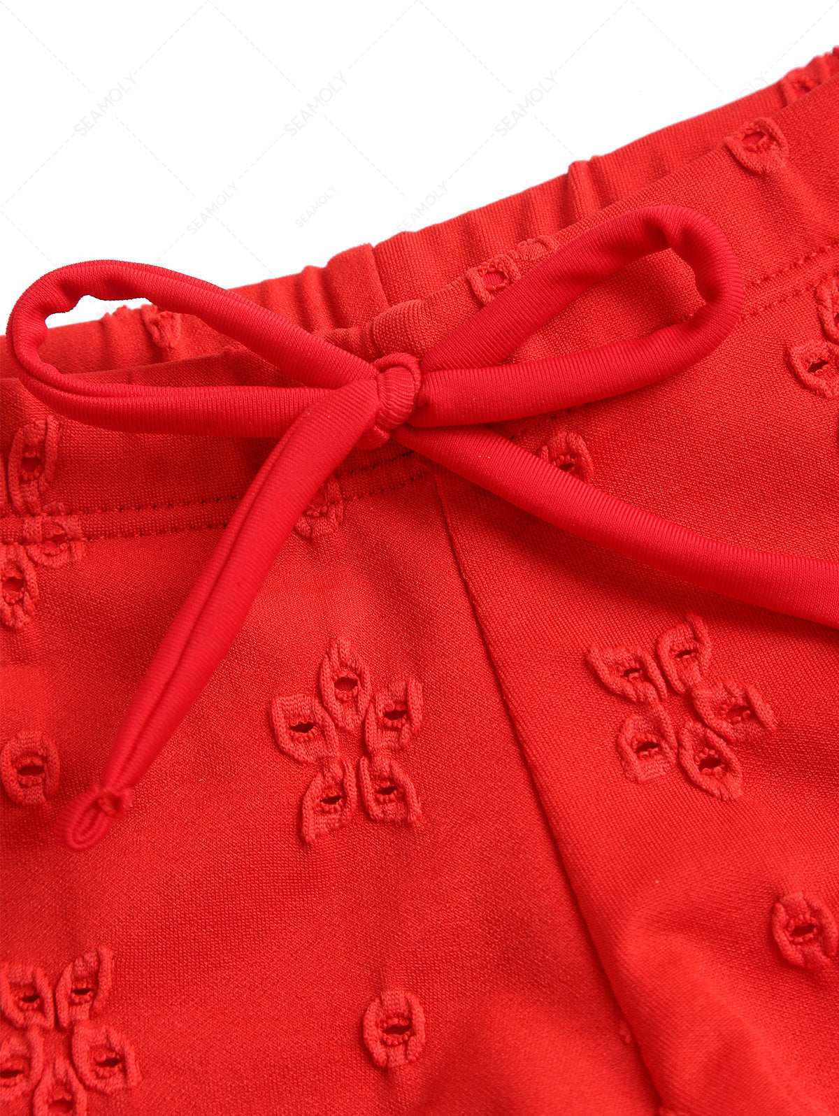 Calcinha de Biquíni Jacquard Vermelha Feminina Valentina Privée | Moda Praia Premium
