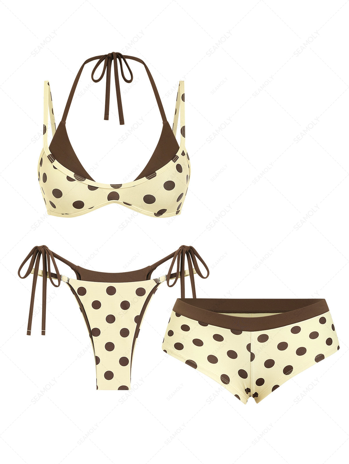Biquíni 3 Peças Poá Valentina Privée | Moda Praia Feminina Premium
