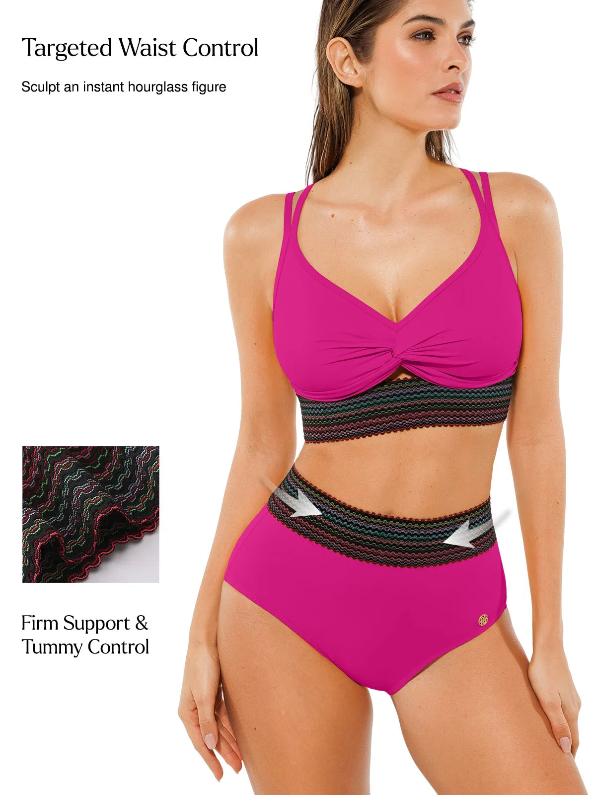Conjunto de Biquíni Cintura Alta Boho com Controle de Barriga | Valentina Privée