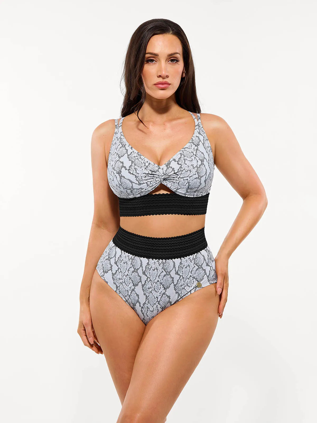 Conjunto de Biquíni Cintura Alta Boho com Controle de Barriga | Valentina Privée
