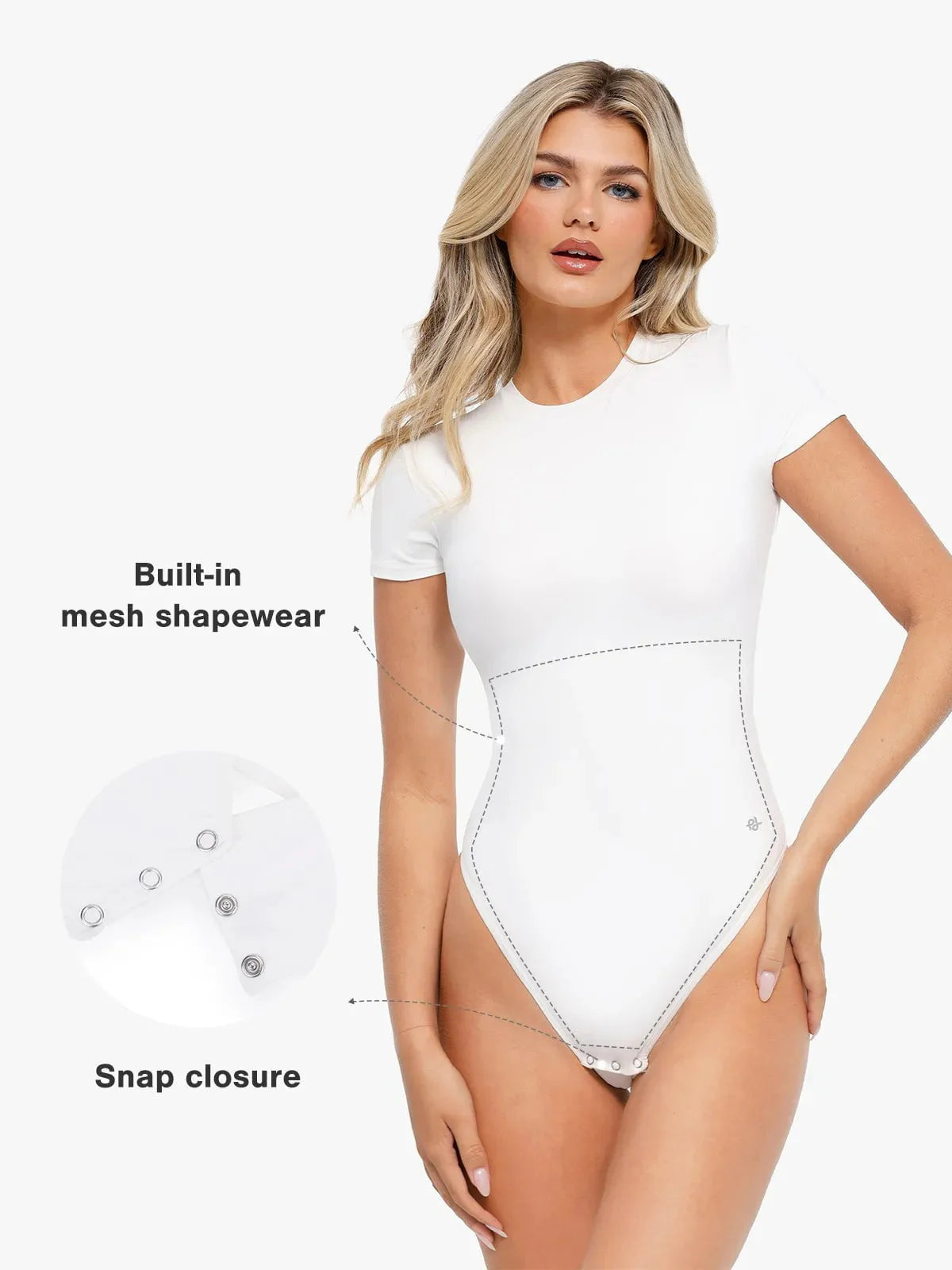 Body Modelador Manga Curta Gola Redonda Valentina Privée | CloudSense