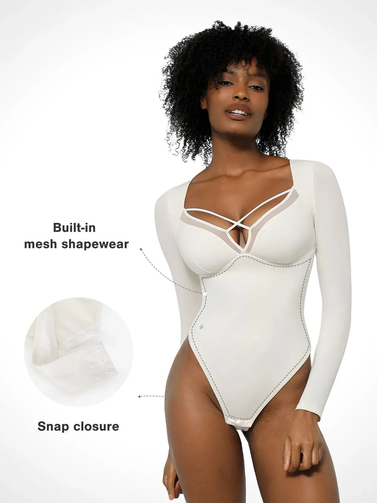 Body Modelador Feminino Manga Longa Valentina Privée | Silhueta Definida