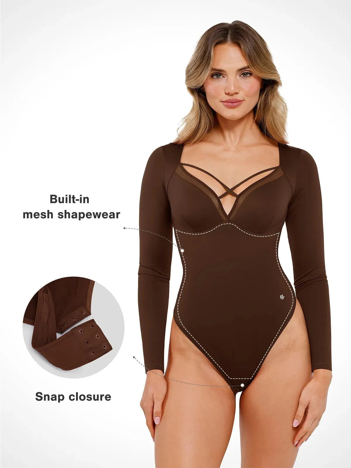 Body Modelador Feminino Manga Longa Valentina Privée | Silhueta Definida