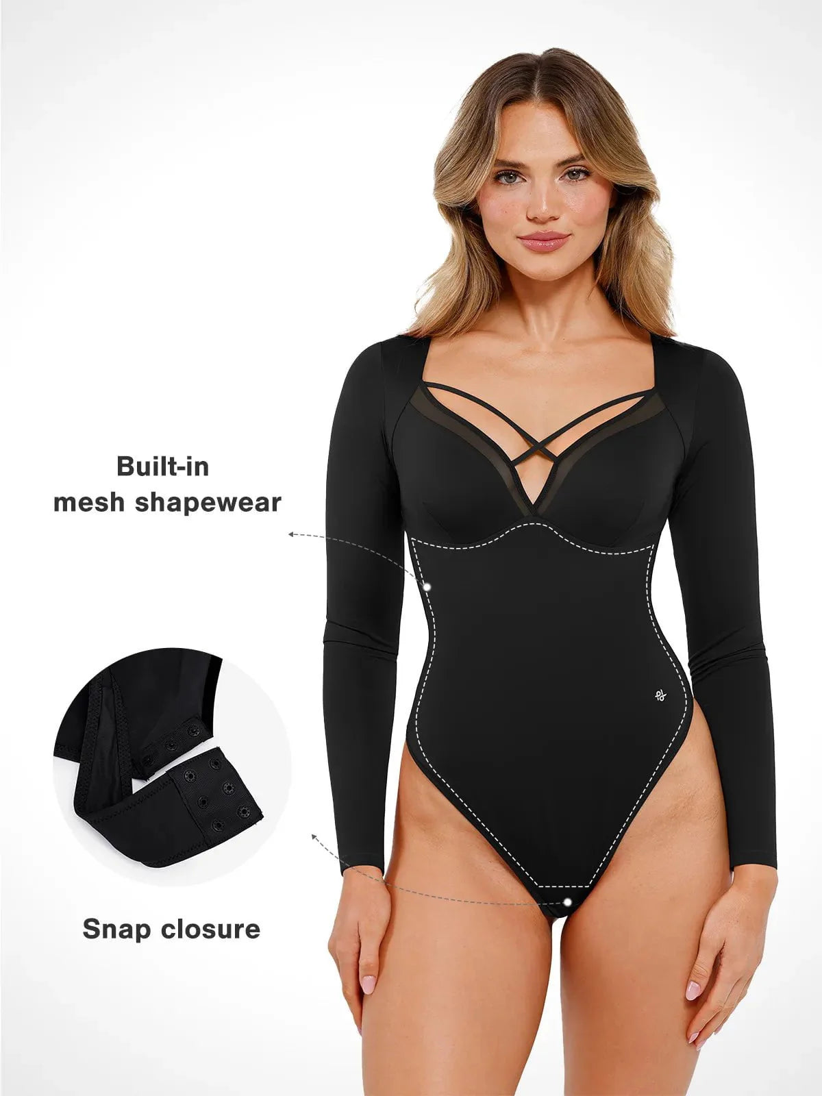 Body Modelador Feminino Manga Longa Valentina Privée | Silhueta Definida