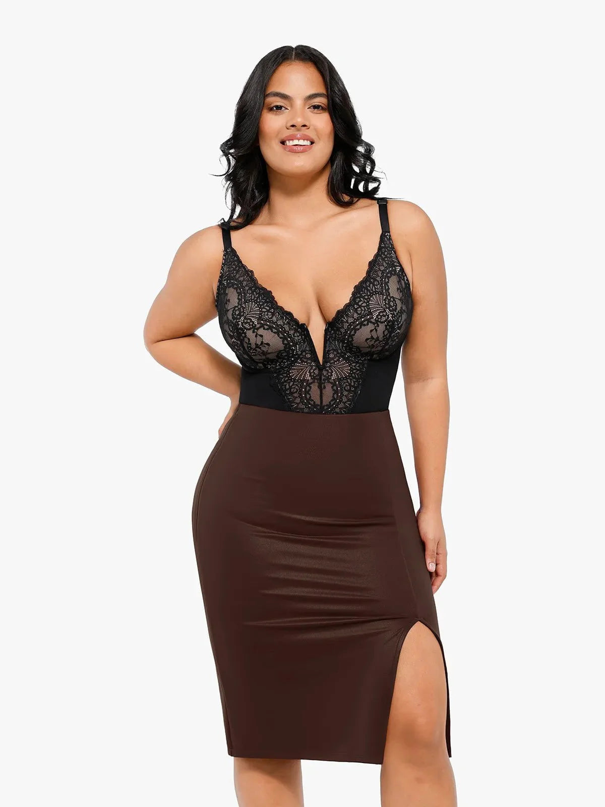Body Modelador Feminino em Renda com Decote V Profundo Valentina Privée