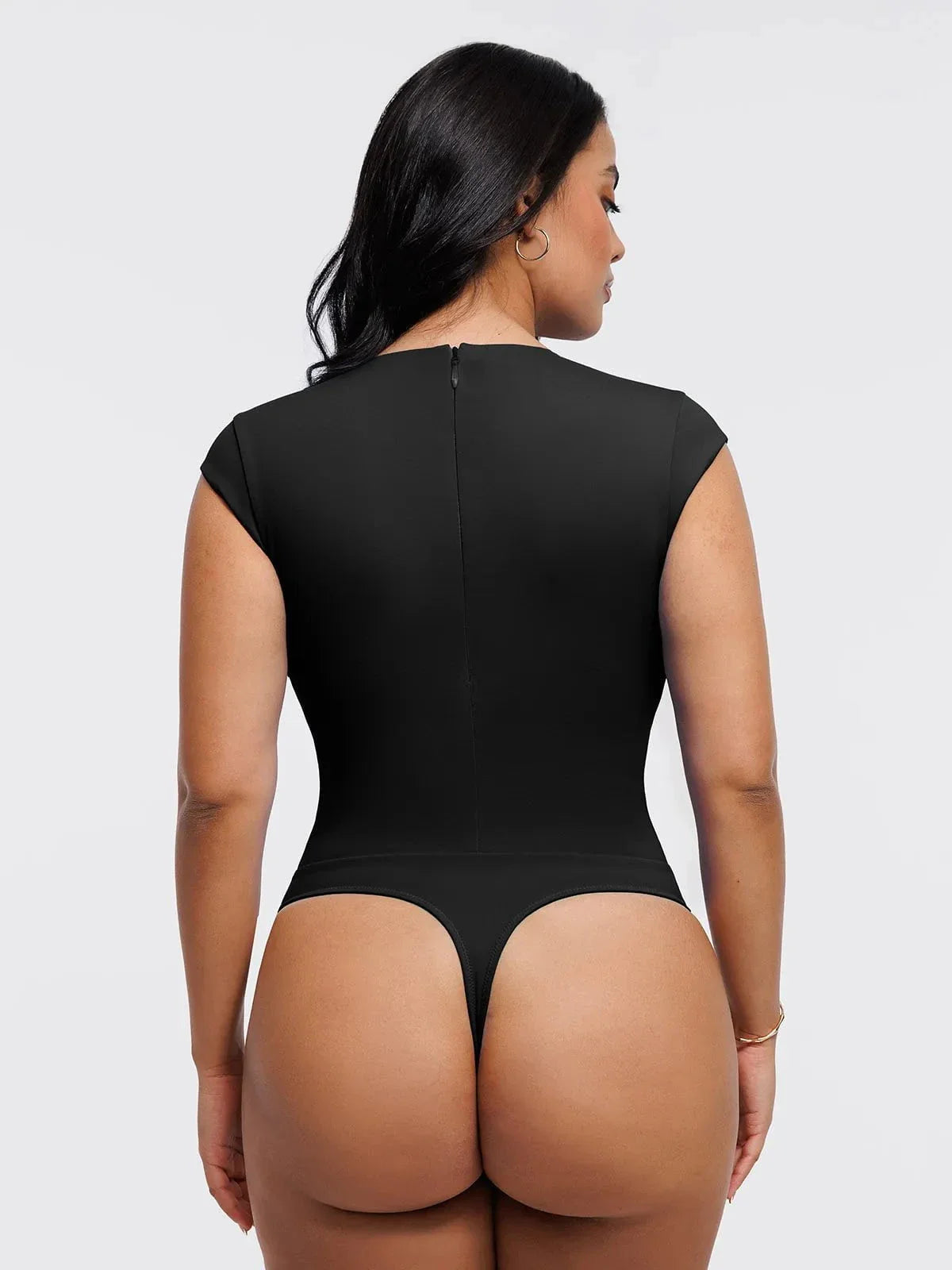 Body Modelador Decote V Manga Cap Valentina Privée | Silhueta Definida