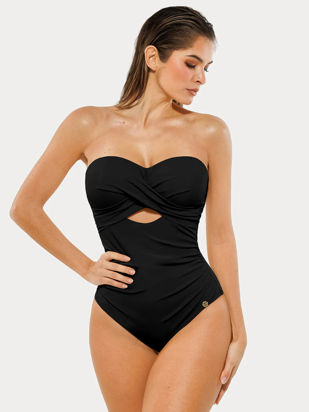 Maiô Modelador com Torção e Franzido com Alças Removíveis | Valentina Privée