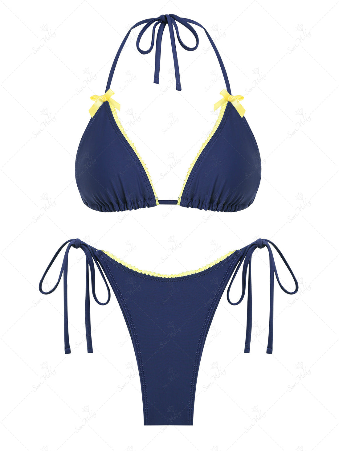 Biquíni Halter Picot Valentina Privée | Top Triangular com Laço Premium