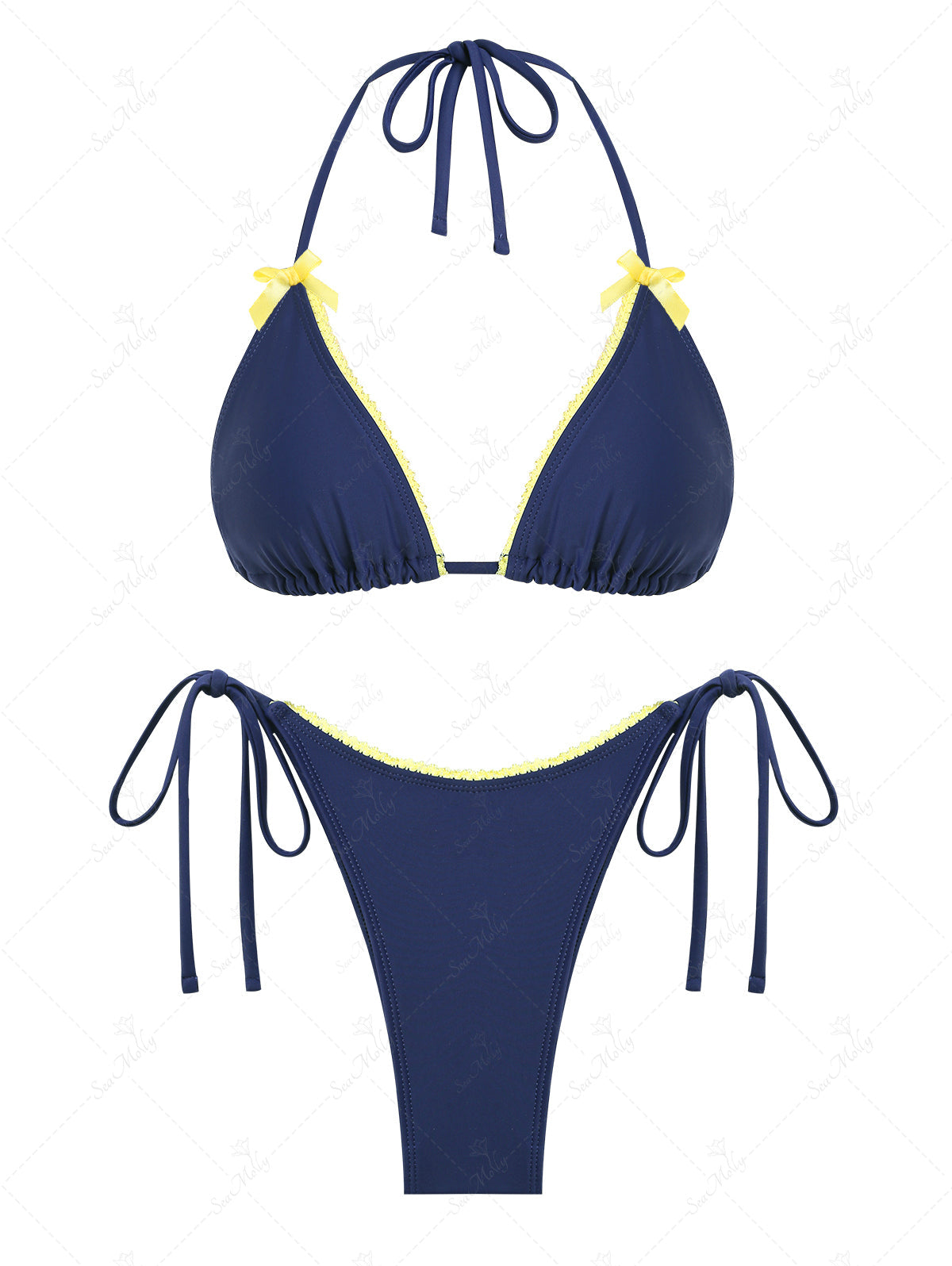 Biquíni Halter Picot Valentina Privée | Top Triangular com Laço Premium
