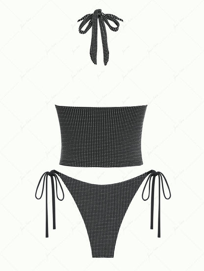 Biquíni Noir Élégance Valentina Privée | Tankini Jacquard Exclusivo