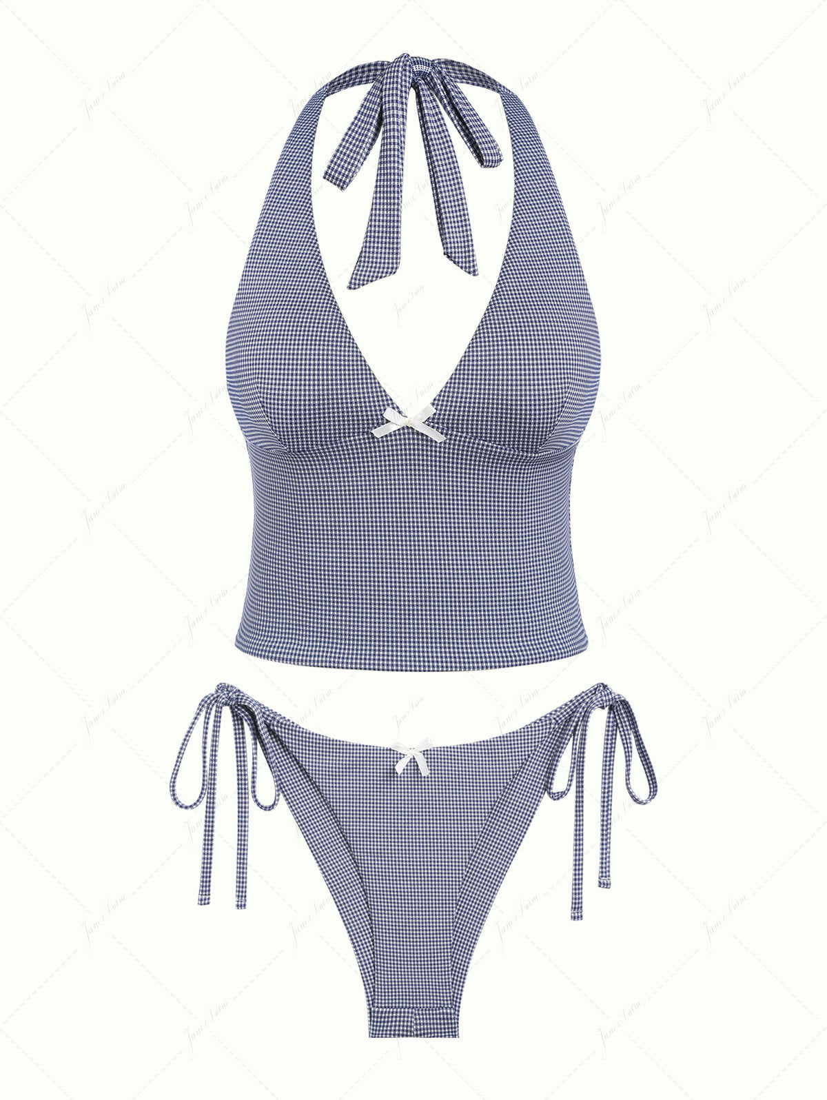 Biquíni Tankini Vintage Azul Marinho Valentina Privée | Top Frente Única e Calcinha Brasileira