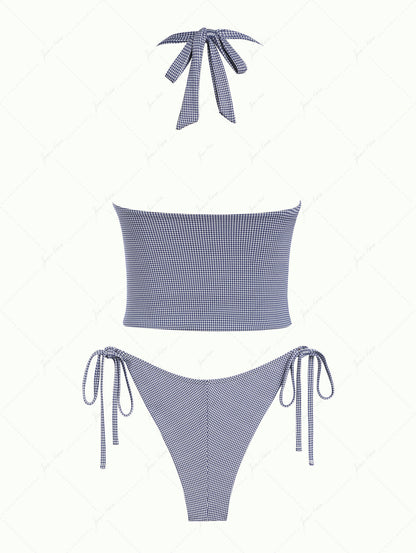 Biquíni Tankini Vintage Azul Marinho Valentina Privée | Top Frente Única e Calcinha Brasileira