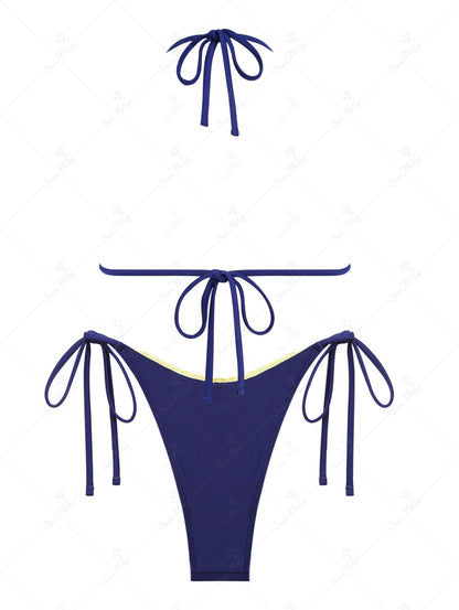 Biquíni Halter Picot Valentina Privée | Top Triangular com Laço Premium