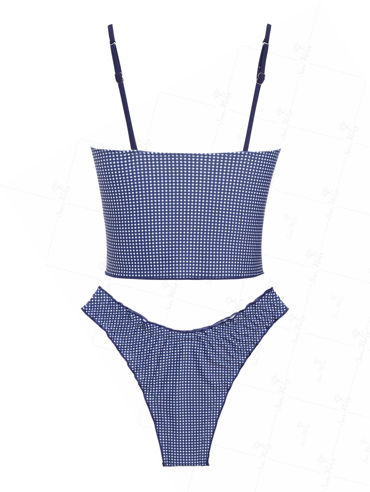 Biquíni Tankini Gingham Vintage Valentina Privée | Laço Frontal Feminino Premium