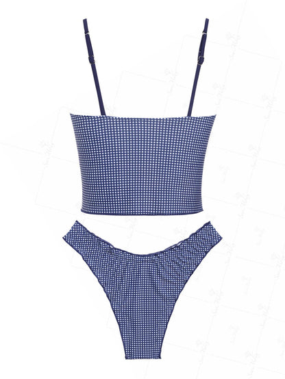Biquíni Tankini Gingham Vintage Valentina Privée | Laço Frontal Feminino Premium