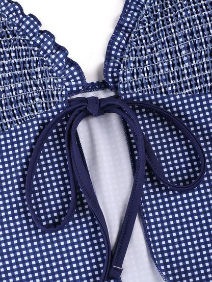 Biquíni Tankini Gingham Vintage Valentina Privée | Laço Frontal Feminino Premium