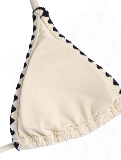 Biquíni Halter Texturizado Contrastante Valentina Privée | Amarração Lateral Premium
