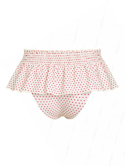 Calcinha de Biquíni Peplum Poá Valentina Privée | Franzido Feminino Premium