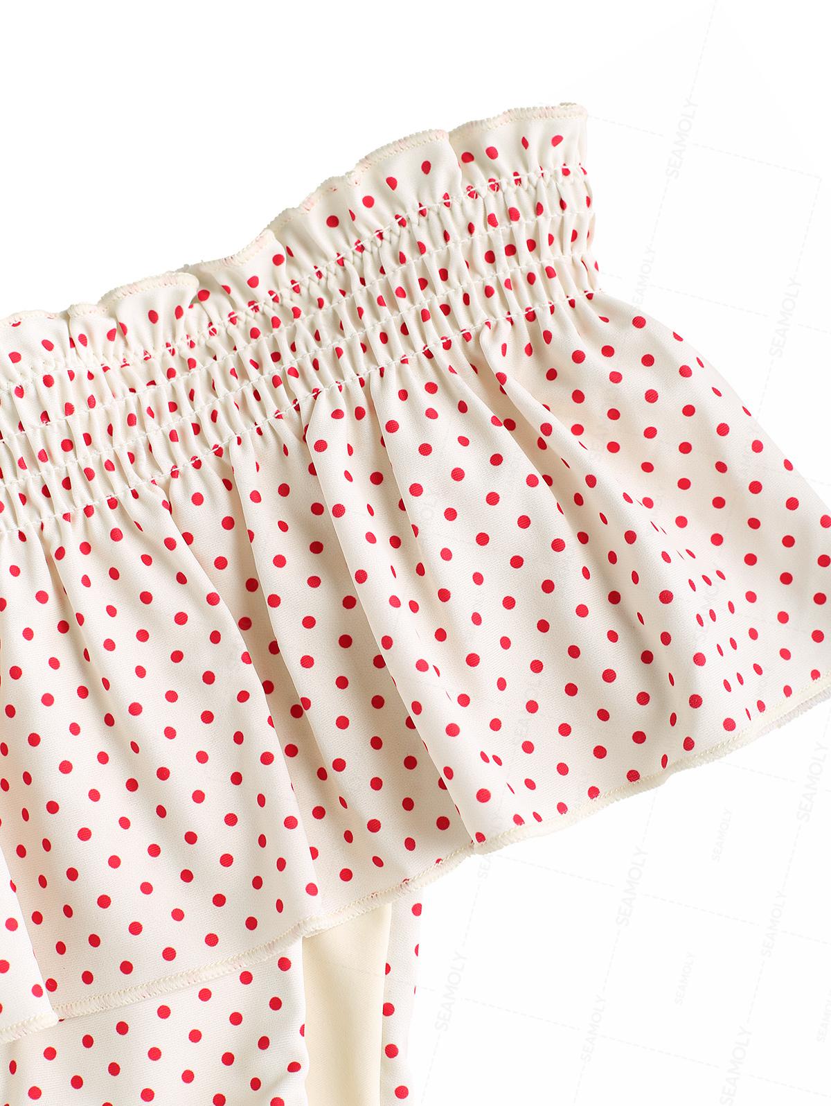 Calcinha de Biquíni Peplum Poá Valentina Privée | Franzido Feminino Premium
