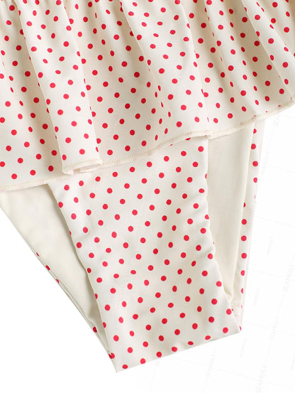 Calcinha de Biquíni Peplum Poá Valentina Privée | Franzido Feminino Premium