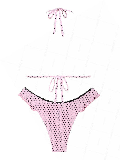 Biquíni Halter Poá Rendado Valentina Privée | Estilo Retrô Vintage Premium