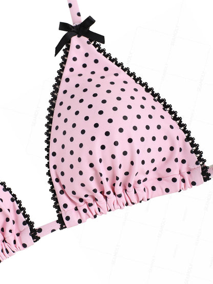 Biquíni Halter Poá Rendado Valentina Privée | Estilo Retrô Vintage Premium