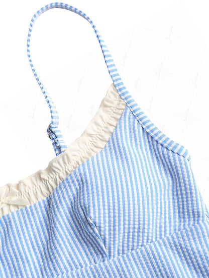Biquíni Tankini Listrado Azul Claro Valentina Privée | Biquíni Feminino Premium
