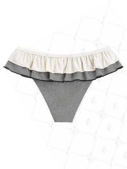 Calcinha de Biquíni Peplum Creme Dourado Valentina Privée | Moda Praia Feminina Premium