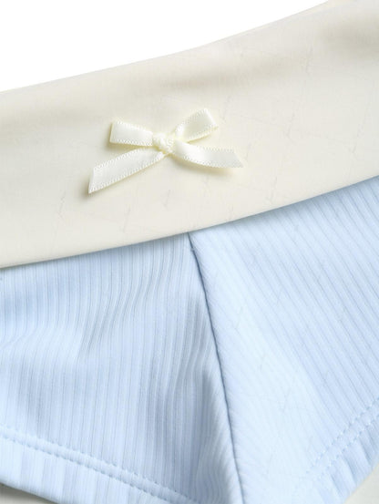 Calcinha de Biquíni Azul Claro Valentina Privée | Shorts Franzido com Laço Premium