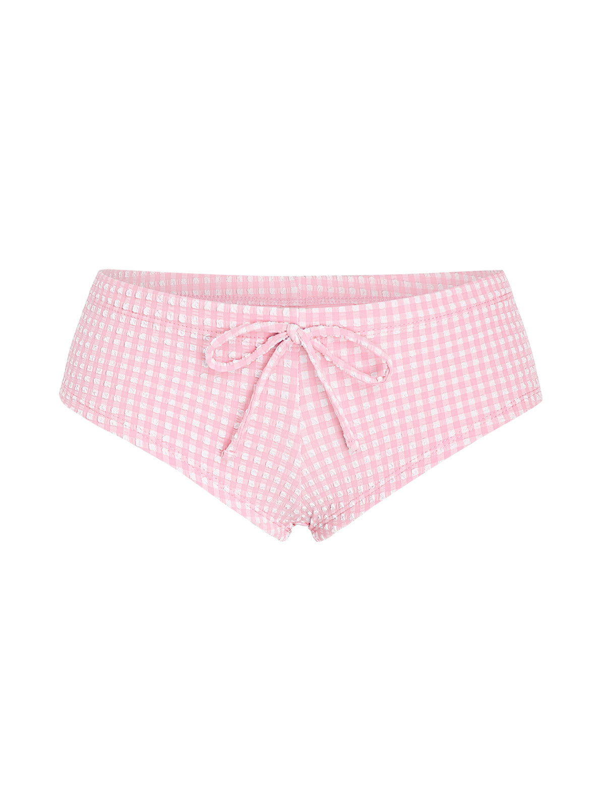 Calcinha de Biquíni Vichy Texturizado Valentina Privée | Shorts com Laço Premium