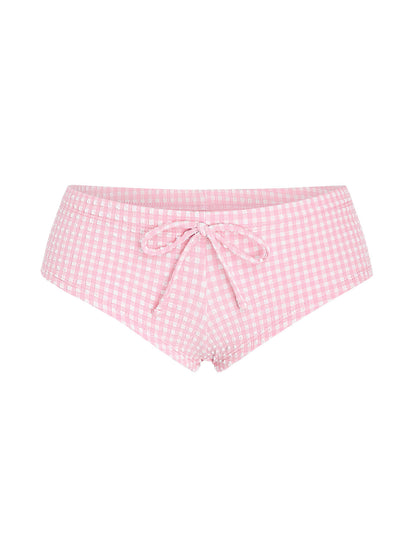 Calcinha de Biquíni Vichy Texturizado Valentina Privée | Shorts com Laço Premium
