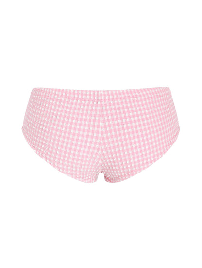 Calcinha de Biquíni Vichy Texturizado Valentina Privée | Shorts com Laço Premium