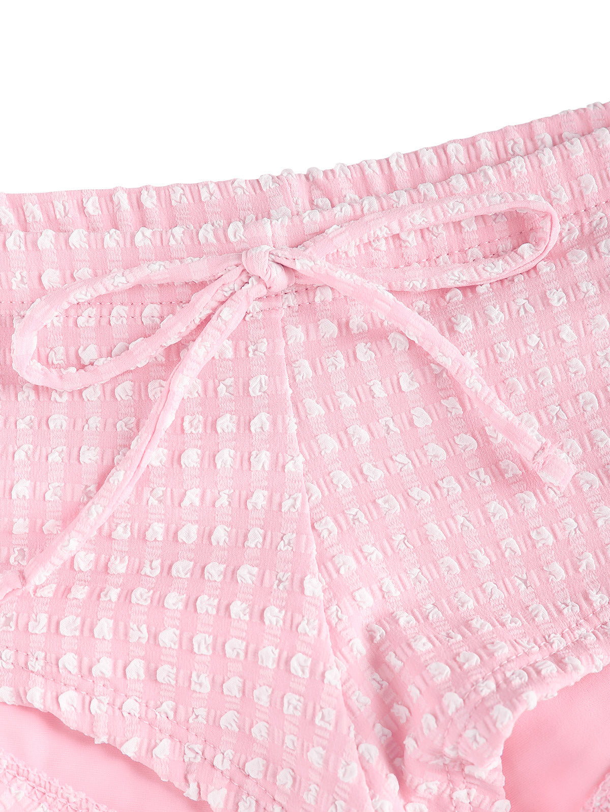 Calcinha de Biquíni Vichy Texturizado Valentina Privée | Shorts com Laço Premium