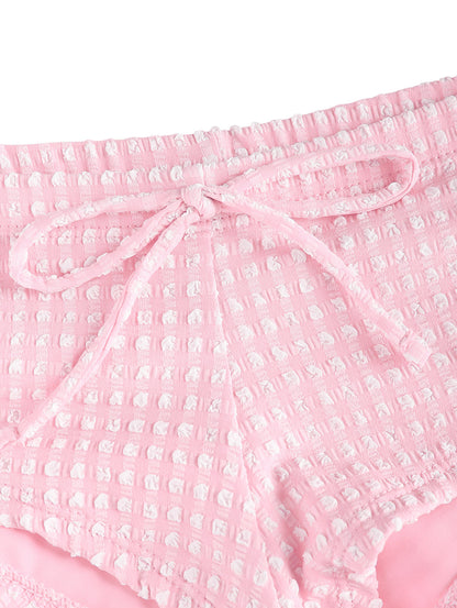 Calcinha de Biquíni Vichy Texturizado Valentina Privée | Shorts com Laço Premium