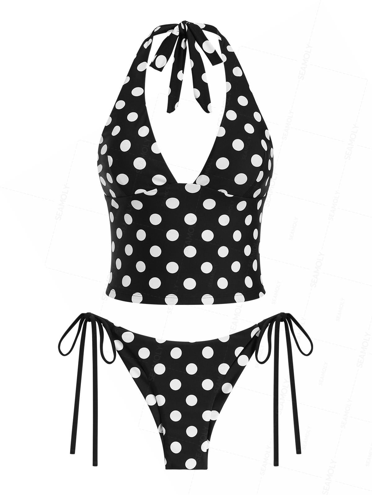 Biquíni Frente Única Poá Valentina Privée | Moda Praia Feminina Premium