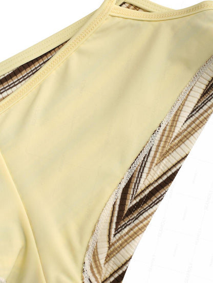 Biquíni Halter Listrado Canelado Valentina Privée | Shorts Feminino Premium