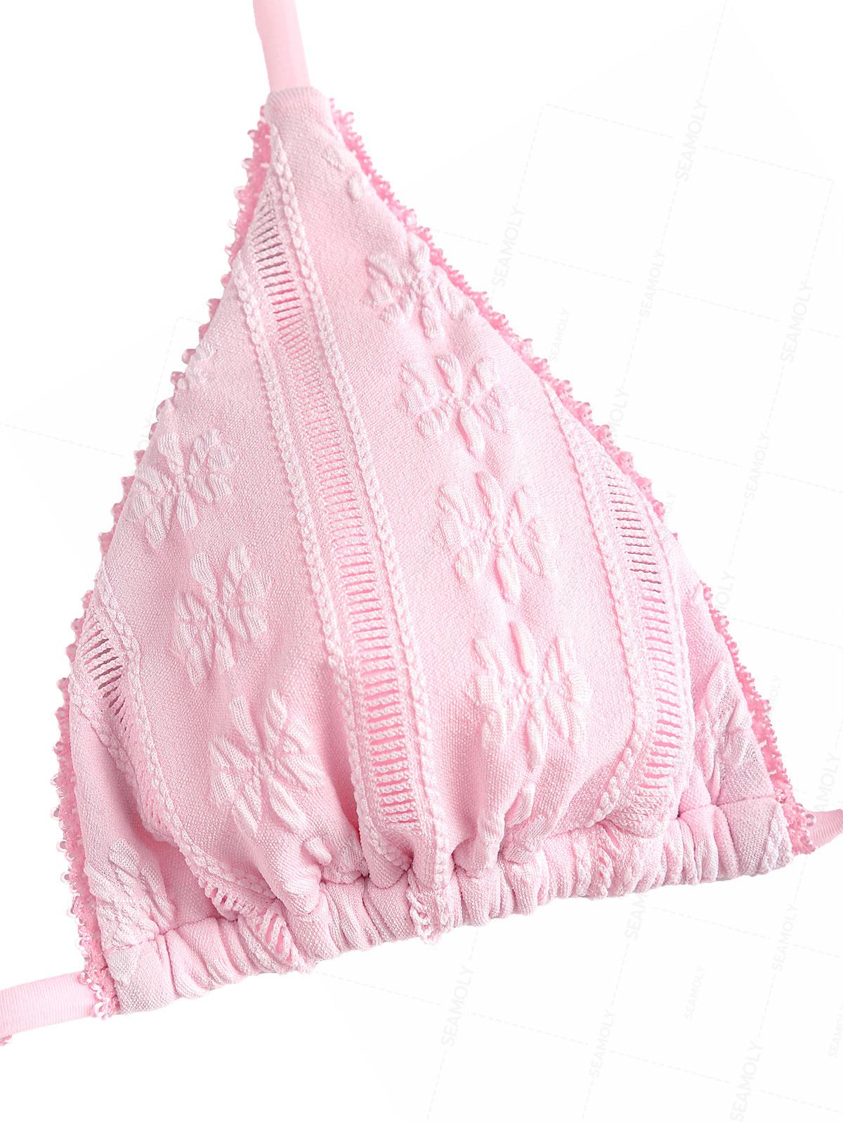 Biquíni Jacquard com Renda Valentina Privée | Top Triangular com Gravata Lateral