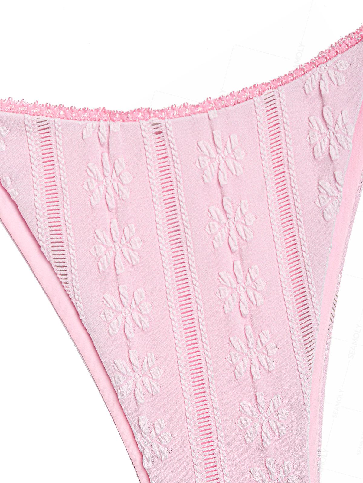 Biquíni Jacquard com Renda Valentina Privée | Top Triangular com Gravata Lateral