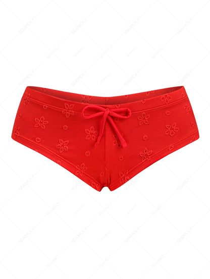 Calcinha de Biquíni Jacquard Vermelha Feminina Valentina Privée | Moda Praia Premium