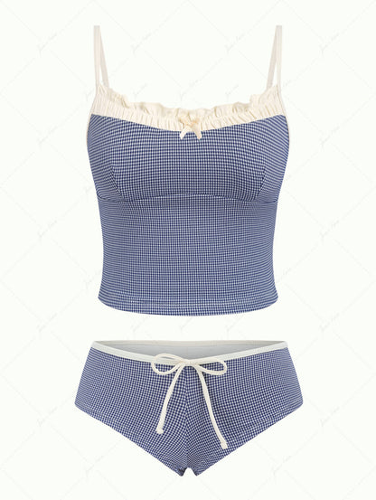 Biquíni Tankini Vintage Azul Marinho Valentina Privée | Biquíni Feminino Premium