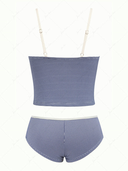 Biquíni Tankini Vintage Azul Marinho Valentina Privée | Biquíni Feminino Premium