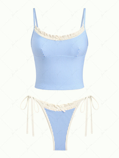 Biquíni Tankini Listrado Azul Claro Valentina Privée | Biquíni Feminino Premium