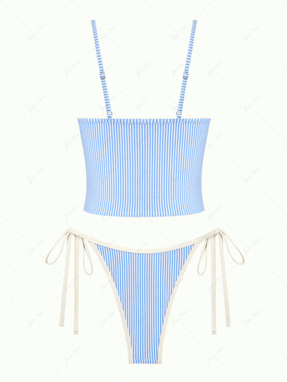 Biquíni Tankini Listrado Azul Claro Valentina Privée | Biquíni Feminino Premium