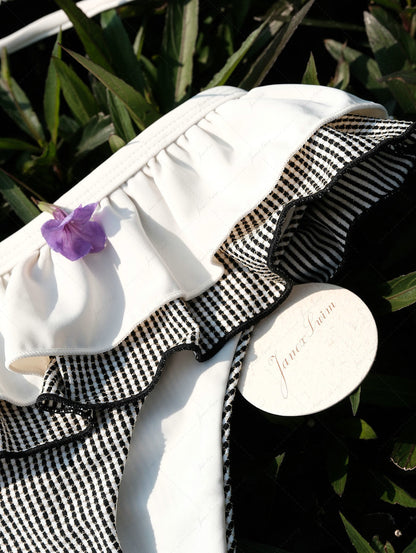 Calcinha de Biquíni Peplum Creme Dourado Valentina Privée | Moda Praia Feminina Premium