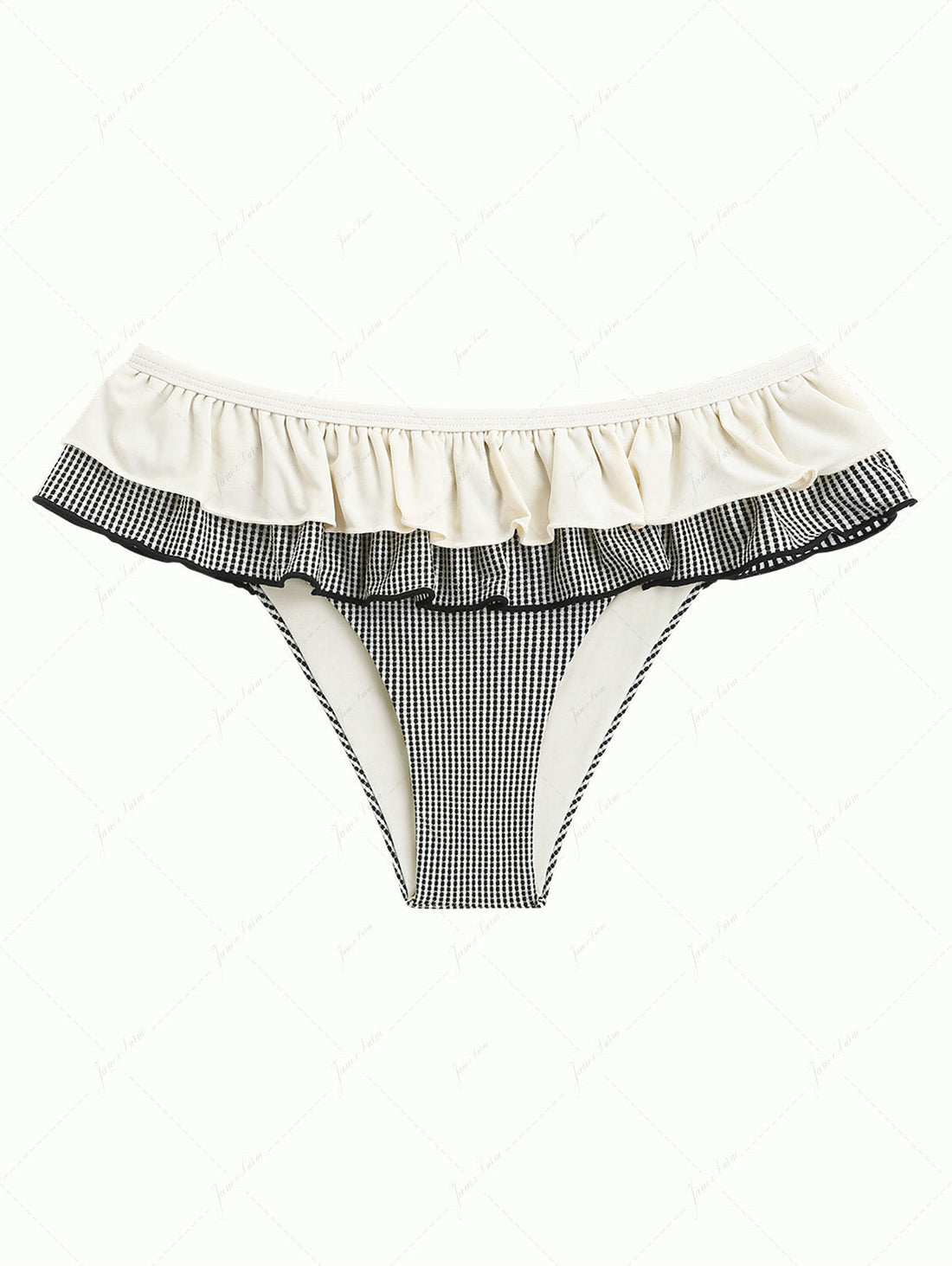 Calcinha de Biquíni Peplum Creme Dourado Valentina Privée | Moda Praia Feminina Premium